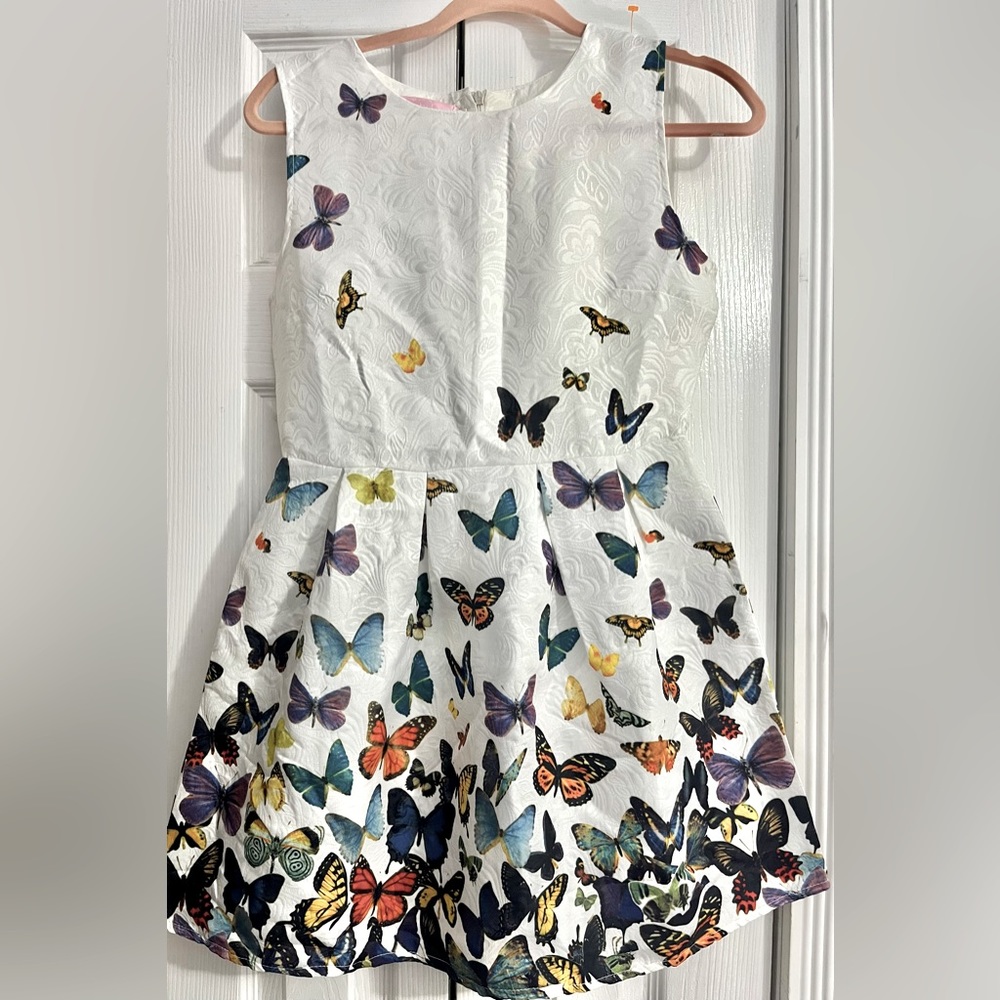 Butterfly Print Structured Party Dress.
